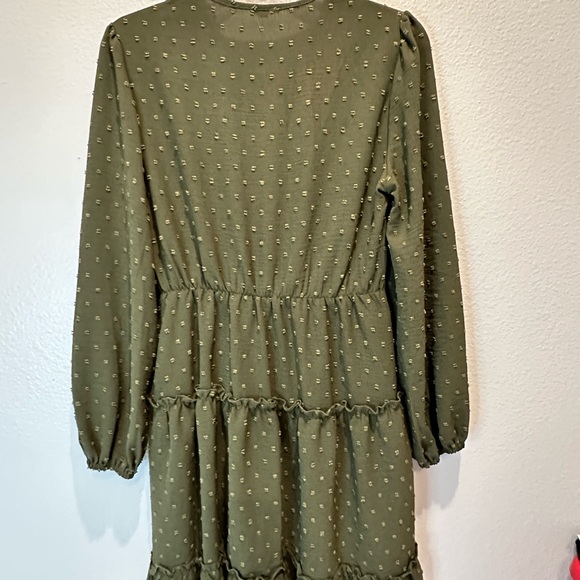 New Babydoll Dainty Dress Green Ruffled Tiered Mini Medium or Large Spring Dress - Picture 4 of 5